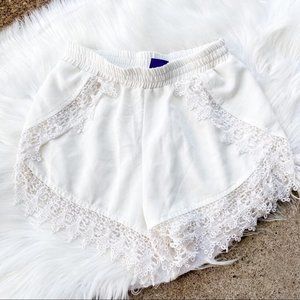 Lucy Love White Cream Crochet Trim Surplice High Waisted Shorts